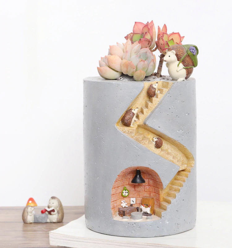 hedgehog succulent pot Animal Secret Home Cute Plant Pot – Starhauz.com