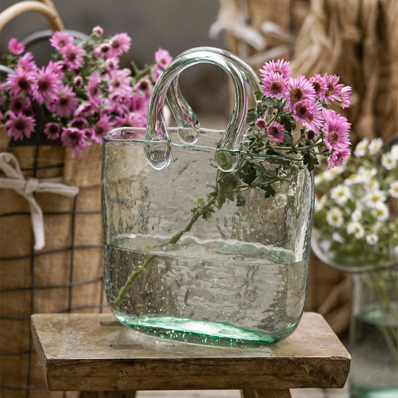 Basket-Bag Cottagecore Glass Vase –