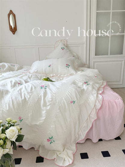 Coquette Aesthetic Ruffle Bedding Set - Bedding