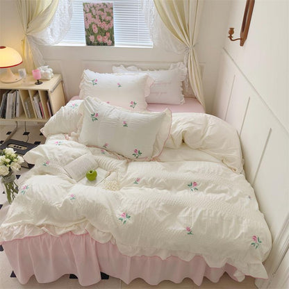 Coquette Aesthetic Ruffle Bedding Set - Bedding