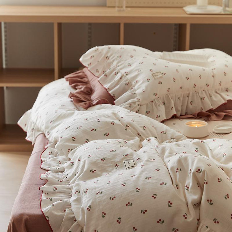 Candy Color Ruffle Trim Bedsheet Set Premium Bedsheets Star Hauz