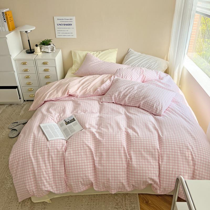 Pastel Plaid Bedsheet Set - Bedding