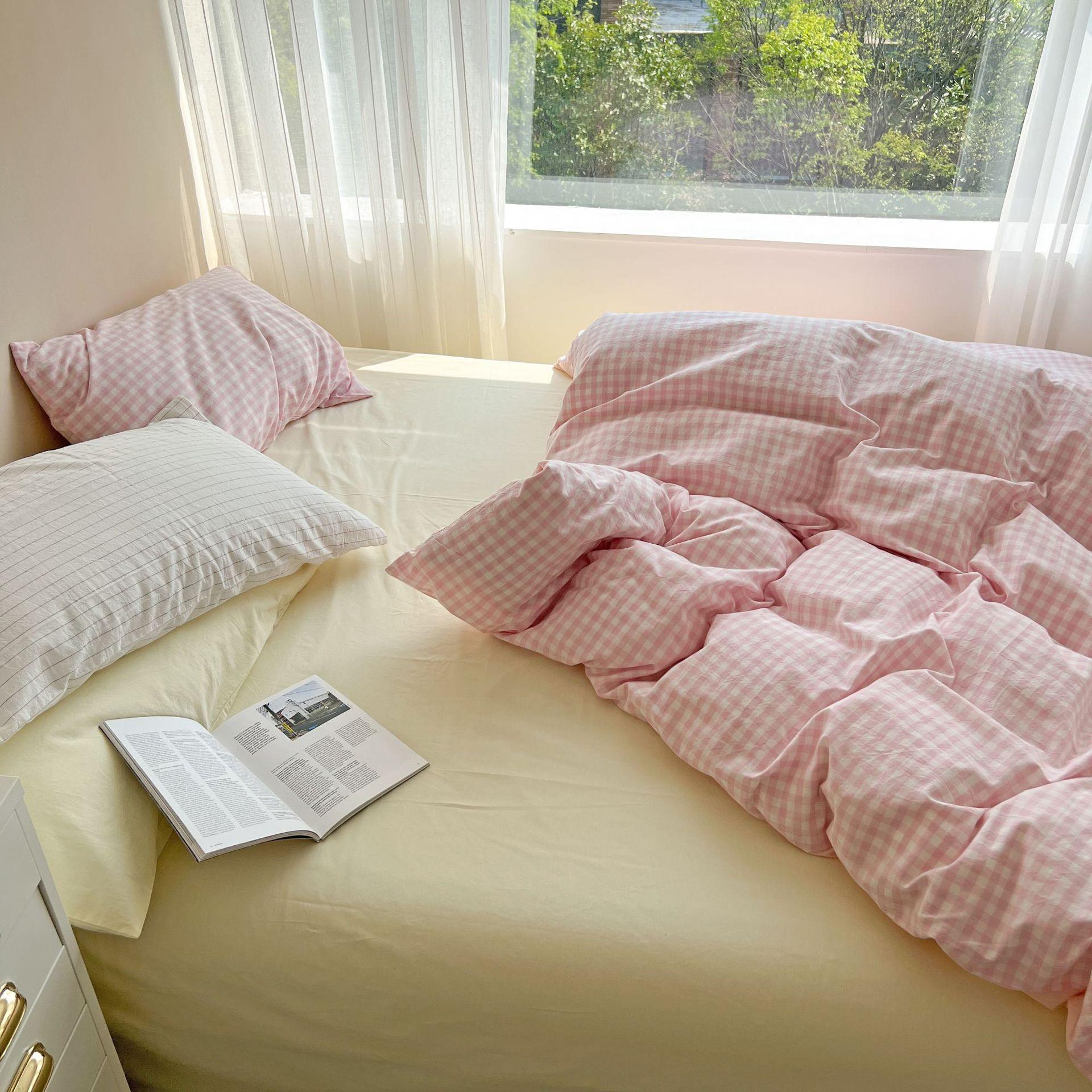 Pastel Plaid Bedsheet Set - Bedding