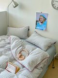 Japanese Cozy Plaid Bedding Set - Bedding