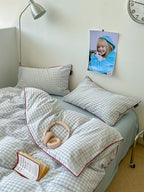 Japanese Cozy Plaid Bedding Set - Bedding