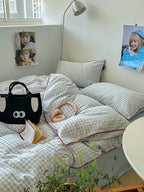 Japanese Cozy Plaid Bedding Set - Bedding