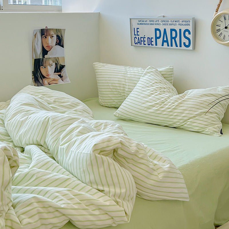 Refreshing Stripes Lime Green Bedding Set - Bedding