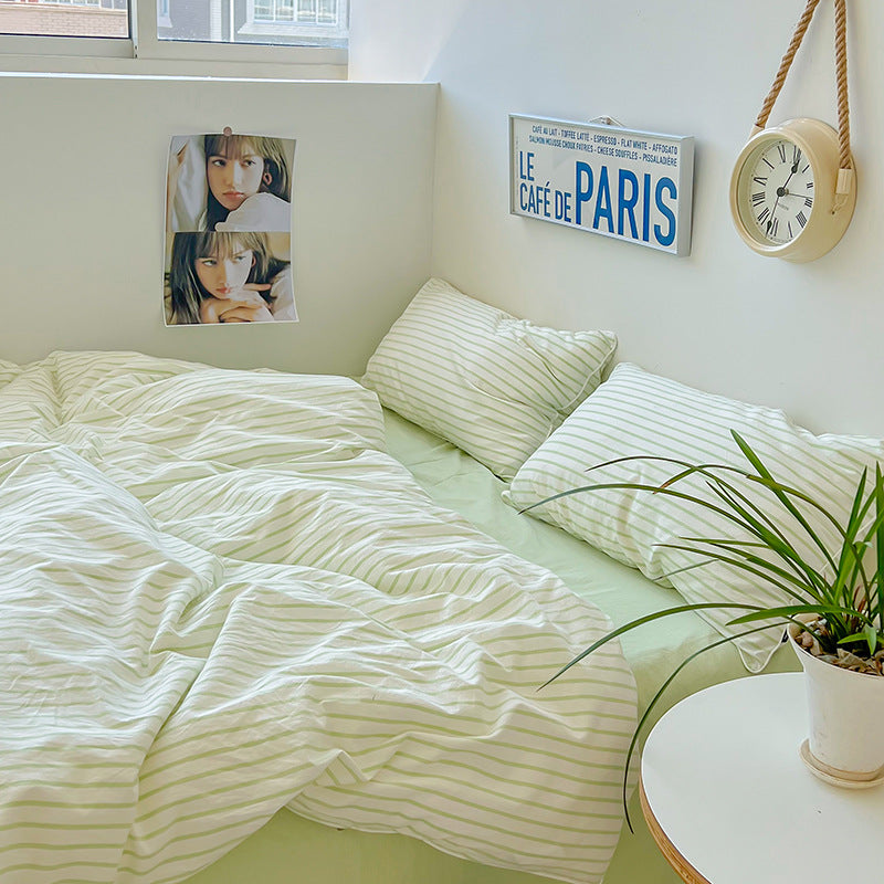Refreshing Stripes Lime Green Bedding Set - Bedding