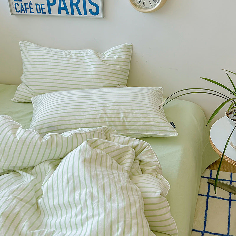 Refreshing Stripes Lime Green Bedding Set - Bedding