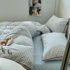 Japanese Cozy Plaid Bedding Set - Bedding