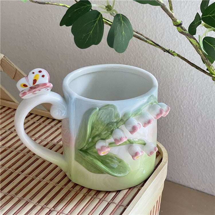 Cottagecore 3D Floral Handpainted Mug - Kitchen