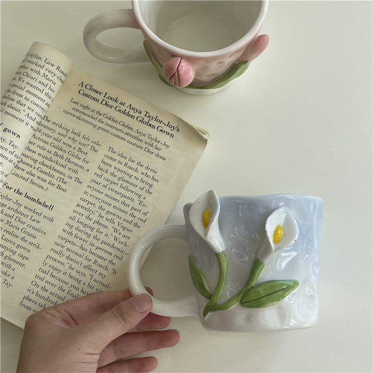 Cottagecore 3D Floral Handpainted Mug - Kitchen
