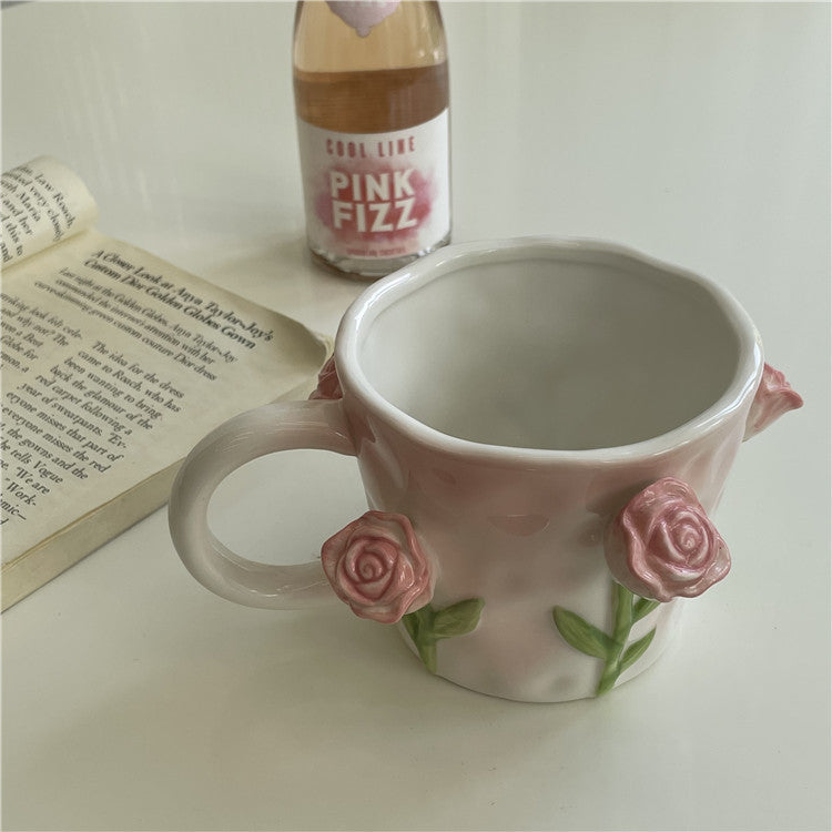 Cottagecore 3D Floral Handpainted Mug - Kitchen