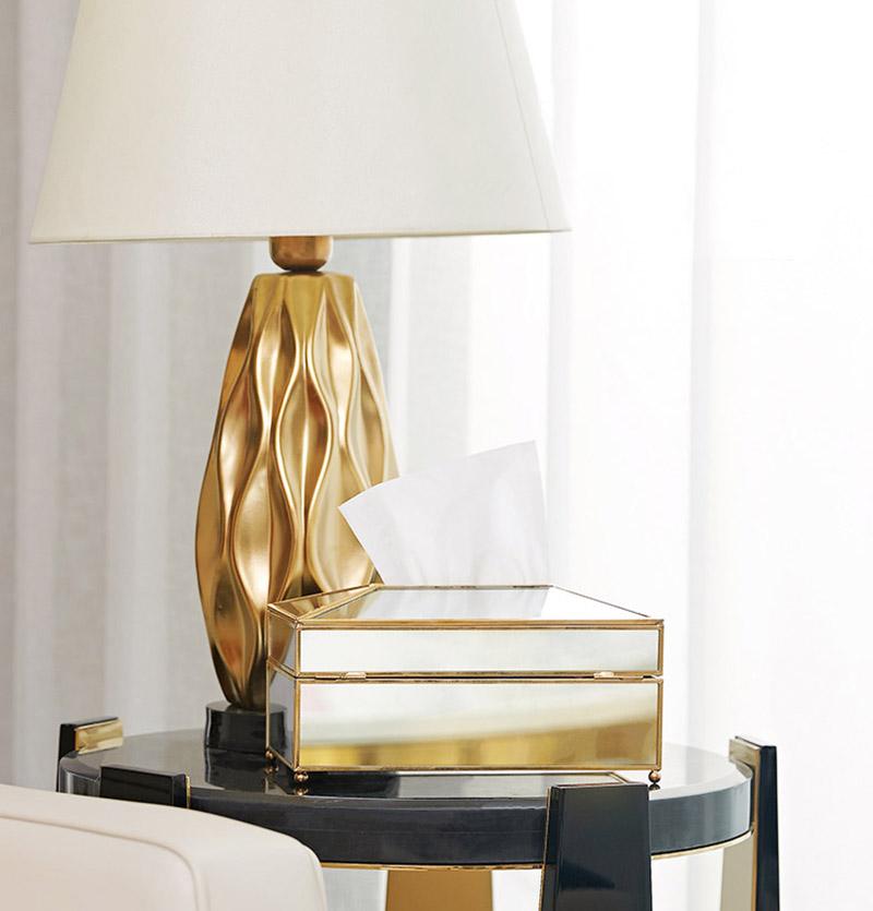 Brass Glass Tissue Box - Vanity