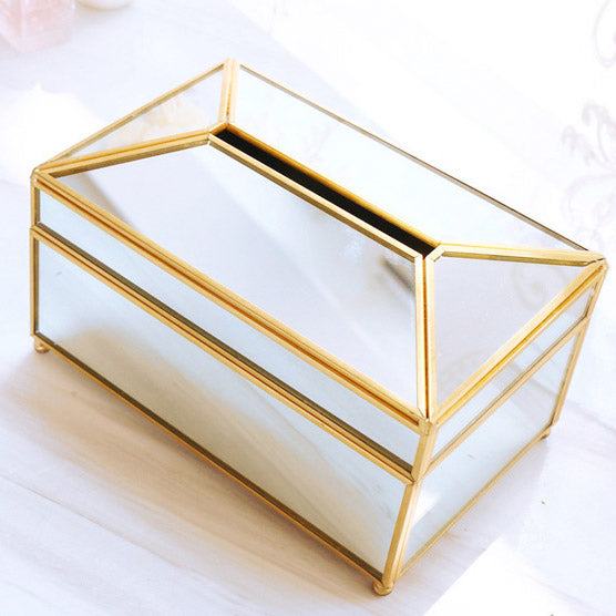 Brass Glass Tissue Box - Starhauz.com