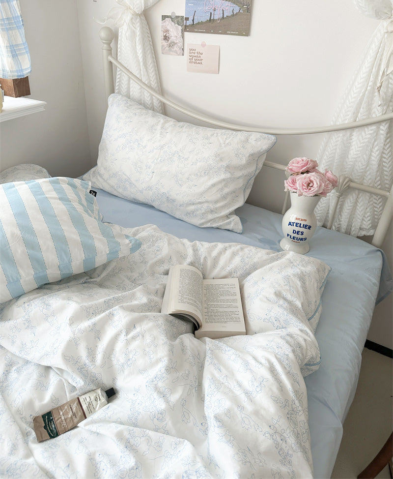 Whispering Blooms Soft Blue Bedding - Bedding