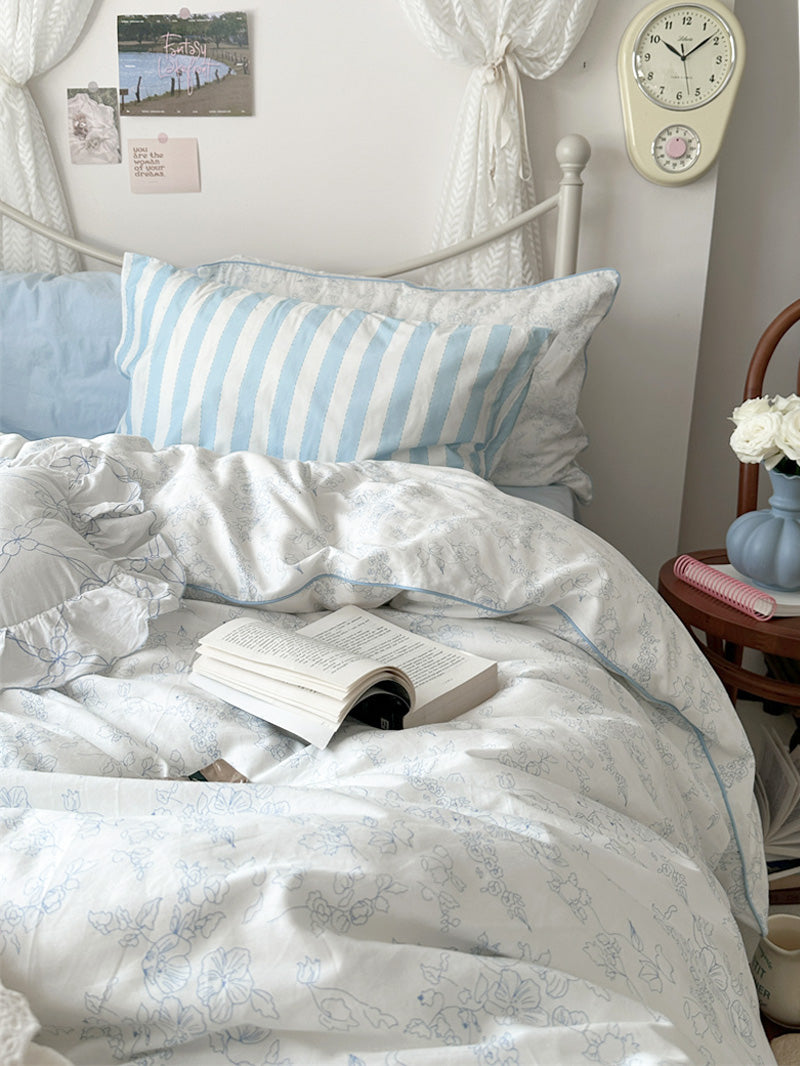 Whispering Blooms Soft Blue Bedding - Bedding