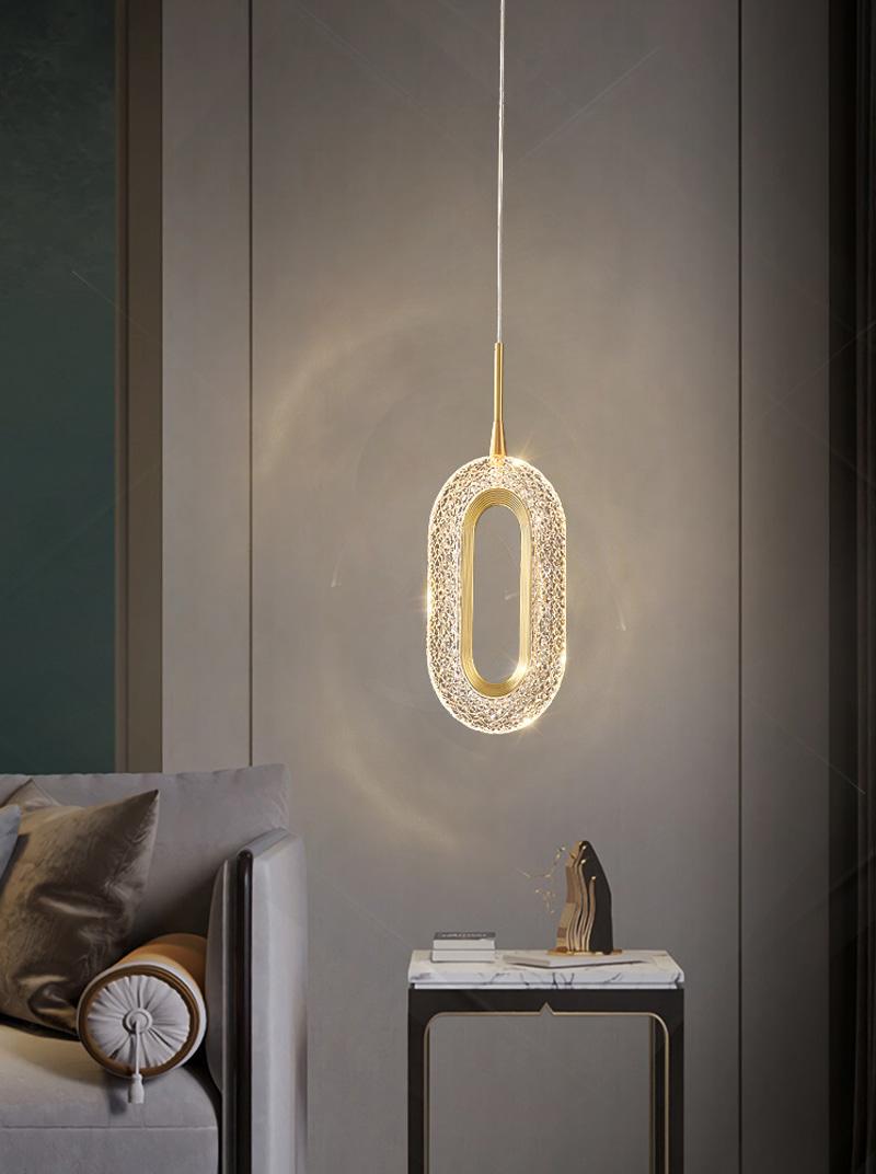 Luxurious Diamond Ring Gold Pendant Light - Lighting