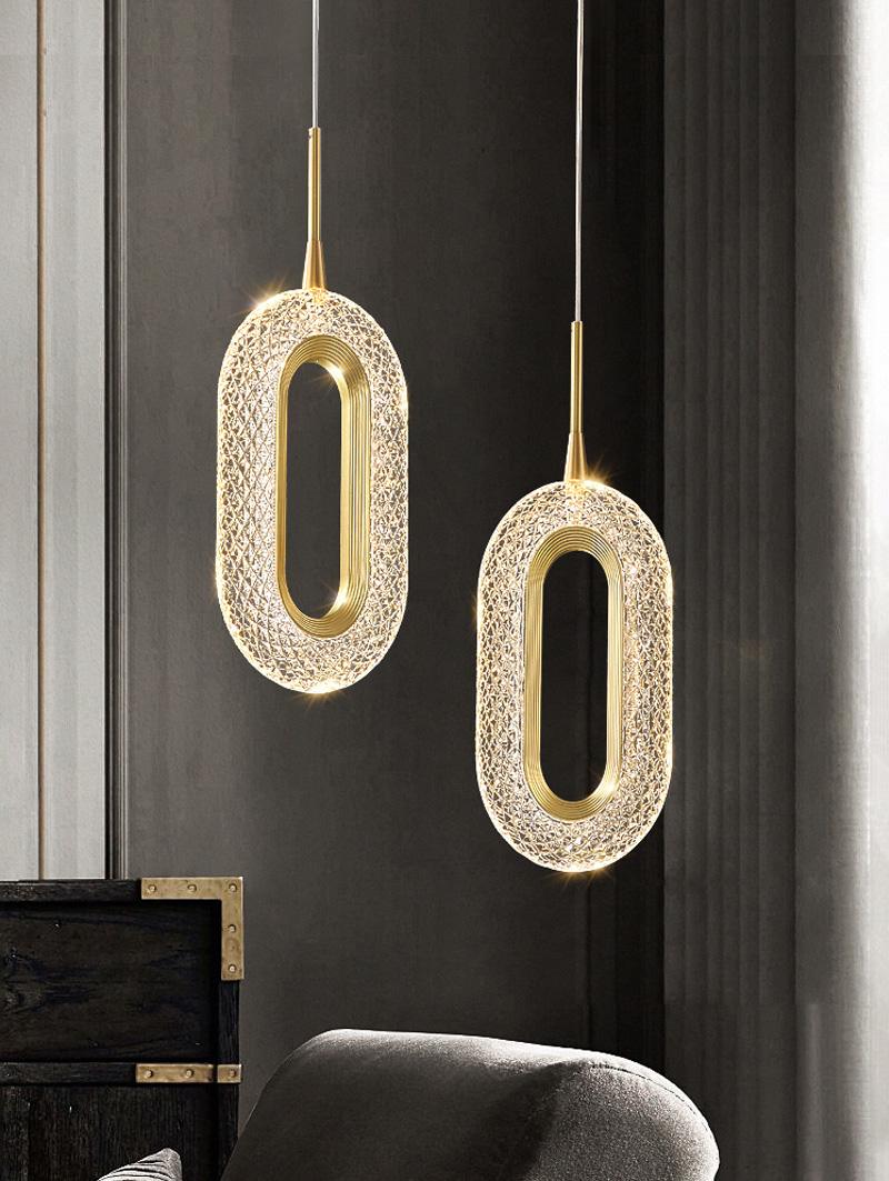 Luxurious Diamond Ring Gold Pendant Light - Lighting