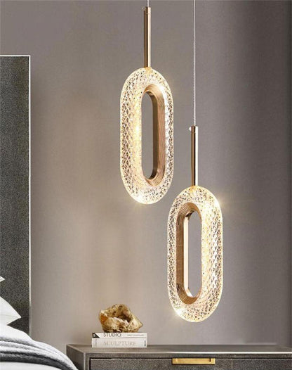 Luxurious Diamond Ring Gold Pendant Light - Lighting