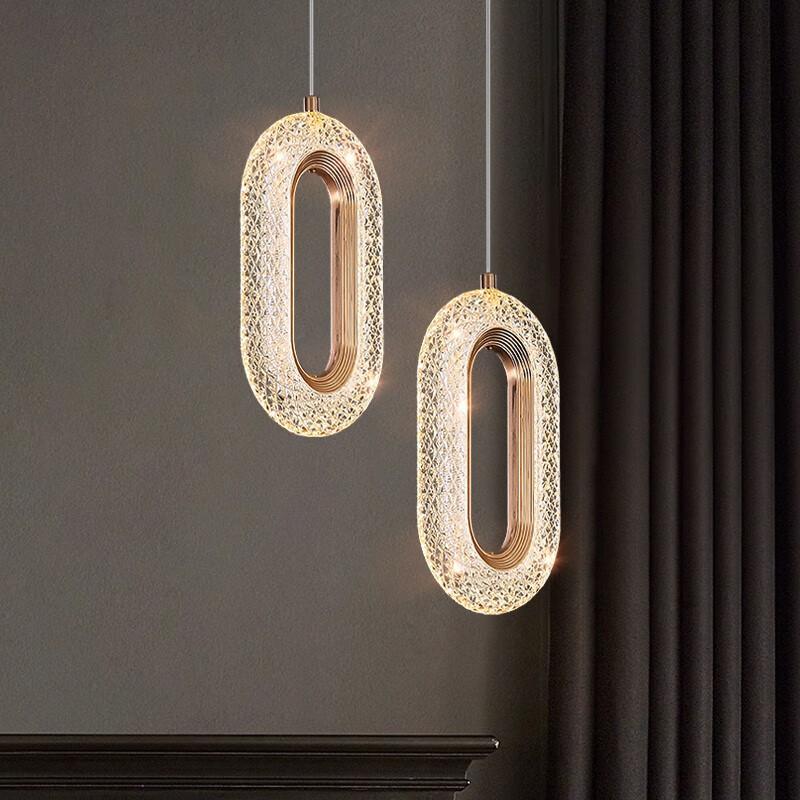 Luxurious Diamond Ring Gold Pendant Light - Lighting