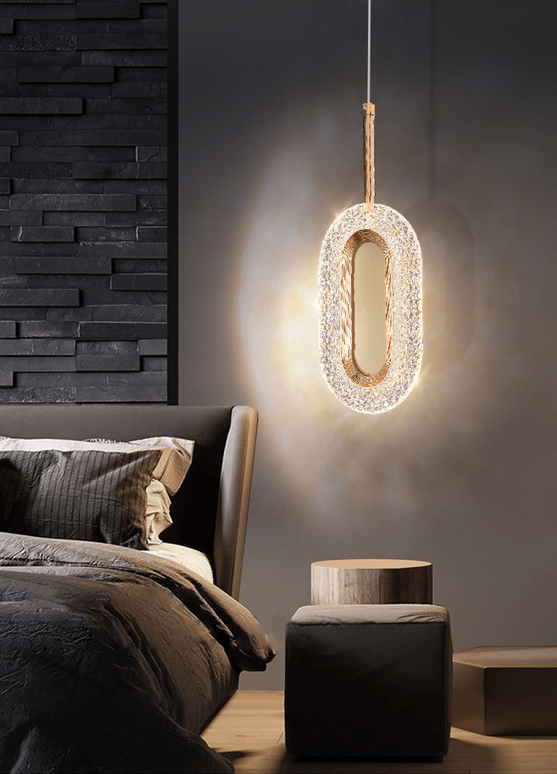 Luxurious Diamond Ring Gold Pendant Light - Lighting