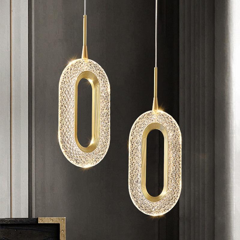 Luxurious Diamond Ring Gold Pendant Light - Lighting