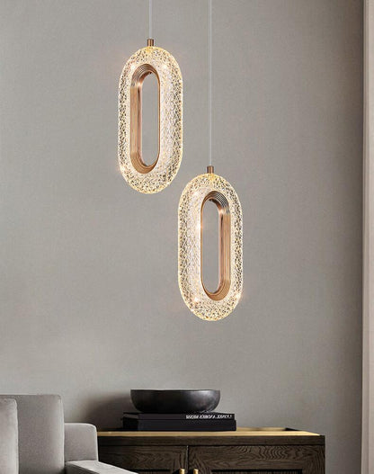 Luxurious Diamond Ring Gold Pendant Light - Lighting