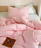 Cherry Blossom Gingham Bedding Set - Bedding