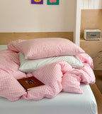 Cherry Blossom Gingham Bedding Set - Bedding