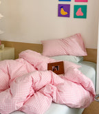 Cherry Blossom Gingham Bedding Set - Bedding