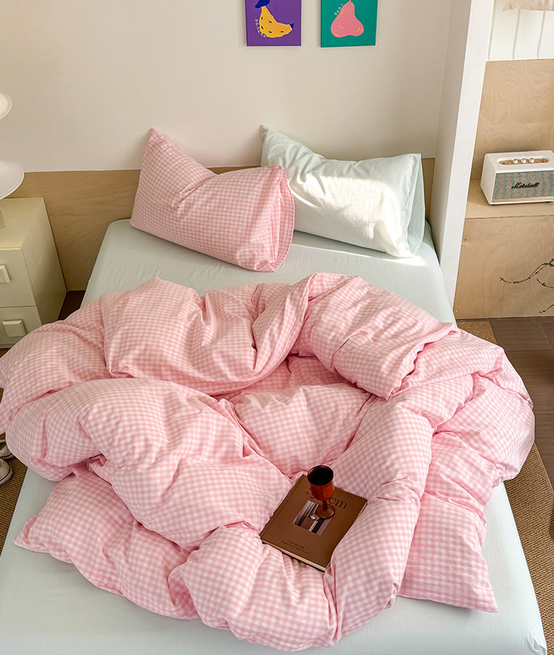 Cherry Blossom Gingham Bedding Set - Bedding