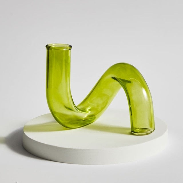 Retro Twisted Glass Candlestick Holder - Starhauz.com