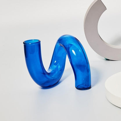 Retro Twisted Glass Candlestick Holder - Starhauz.com