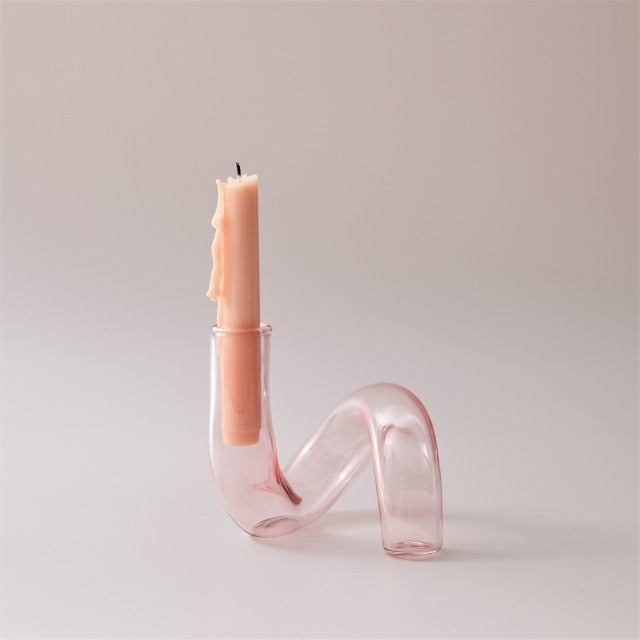 Retro Twisted Glass Candlestick Holder - Starhauz.com