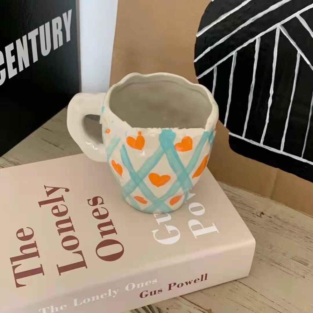 Retro Flowers Handpainted Mug - Kitchen