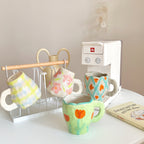 Retro Flowers Handpainted Mug - Kitchen