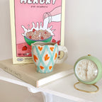 Retro Flowers Handpainted Mug - Kitchen