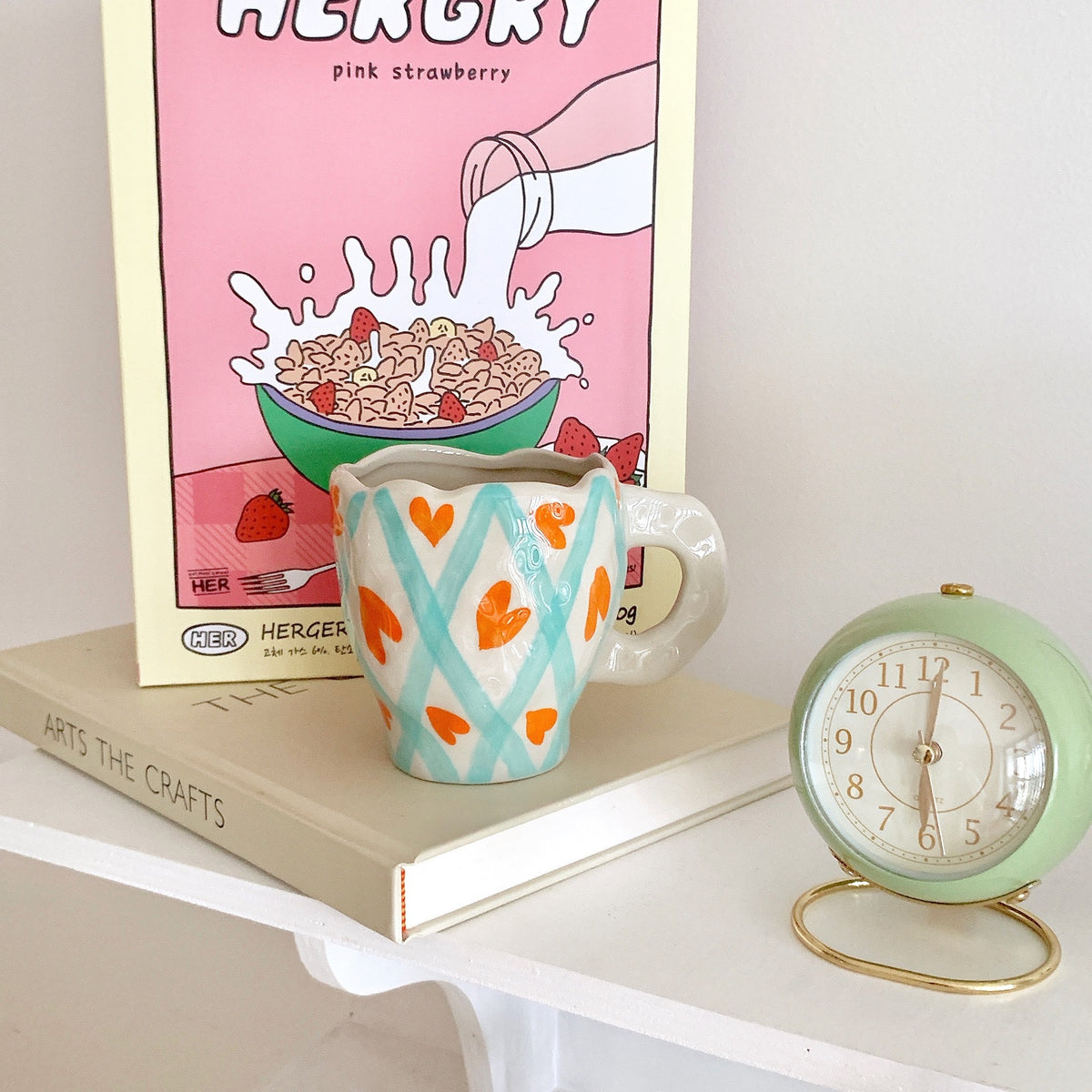 Retro Flowers Handpainted Mug - Kitchen
