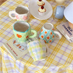 Retro Flowers Handpainted Mug - Kitchen