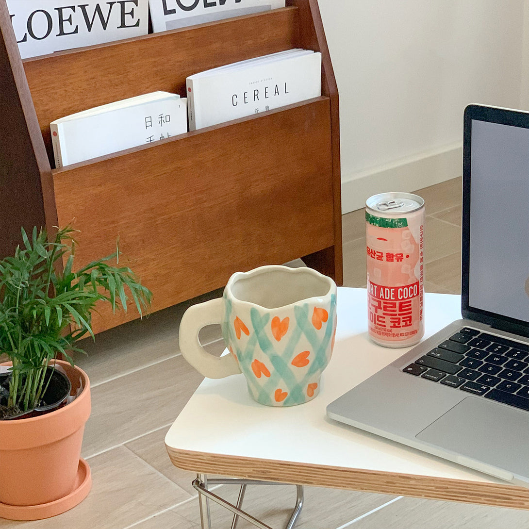 Retro Flowers Handpainted Mug - Kitchen