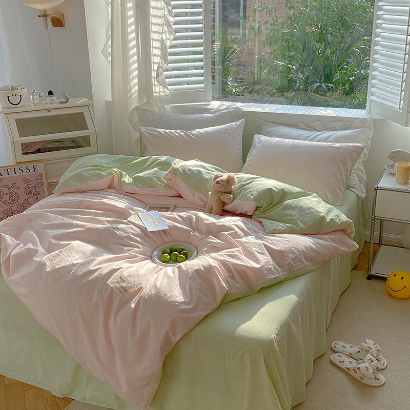 Two Toned Morandi Color Bedsheet Set - Bedding