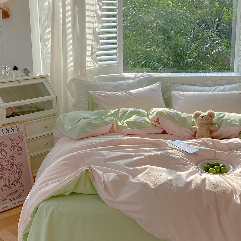 Two Toned Morandi Color Bedsheet Set - Bedding