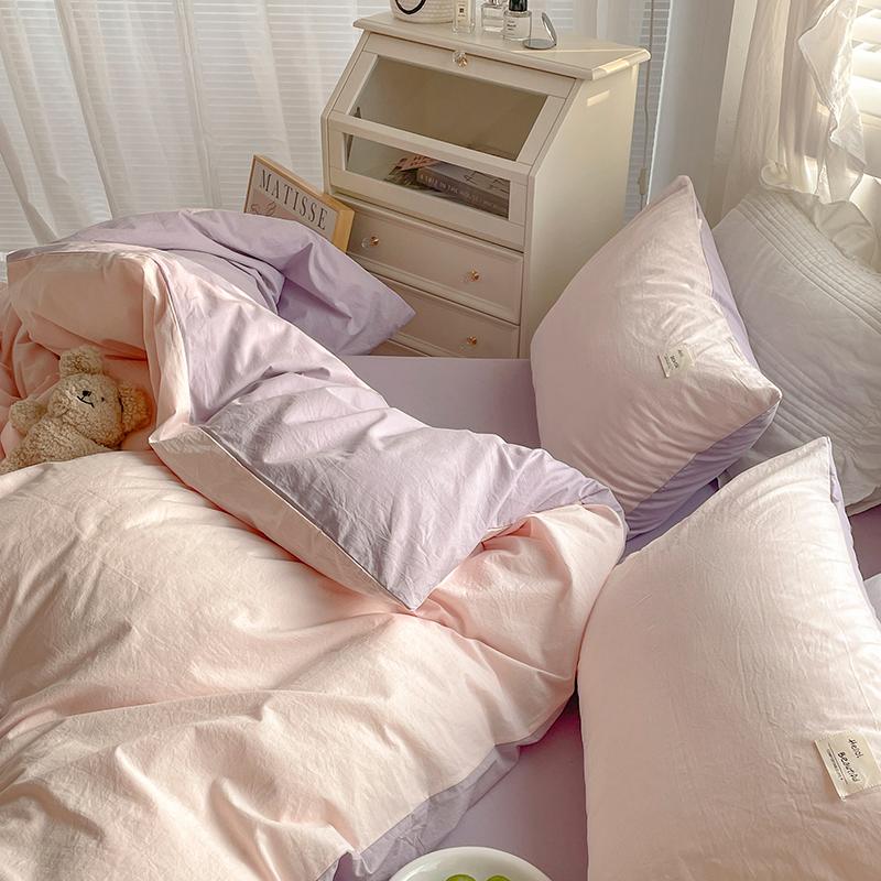 Two Toned Morandi Color Bedsheet Set - Bedding