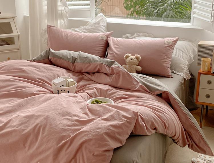 Two Toned Morandi Color Bedsheet Set - Bedding
