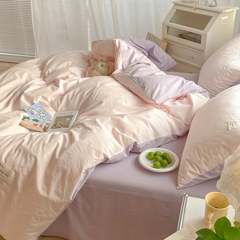Two Toned Morandi Color Bedsheet Set - Bedding