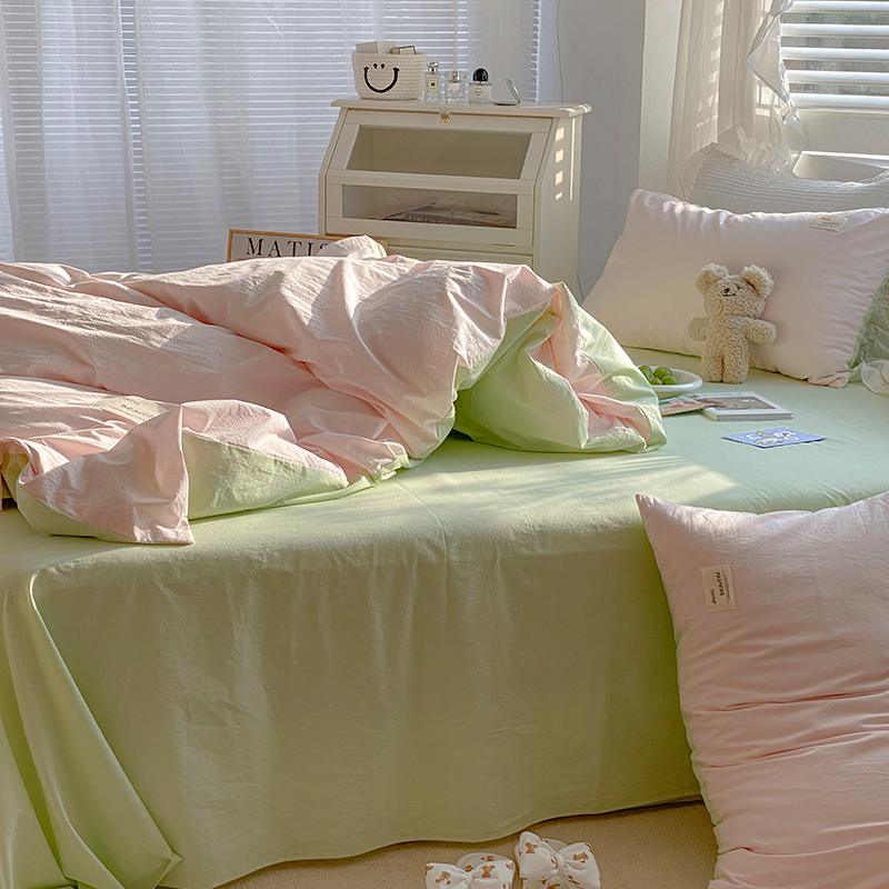 Two Toned Morandi Color Bedsheet Set - Bedding