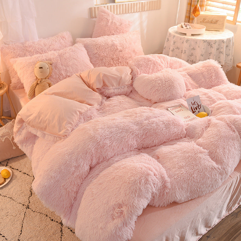 Dreamy Winter Mink Fleece 4pcs Bedsheet Set - Starhauz.com