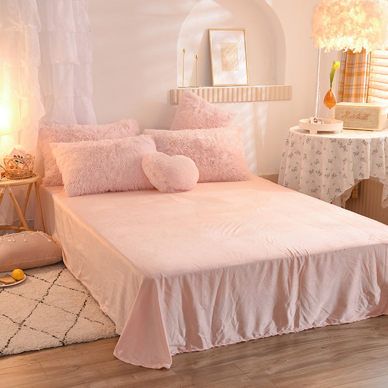 Dreamy Winter Mink Fleece 4pcs Bedsheet Set - Starhauz.com