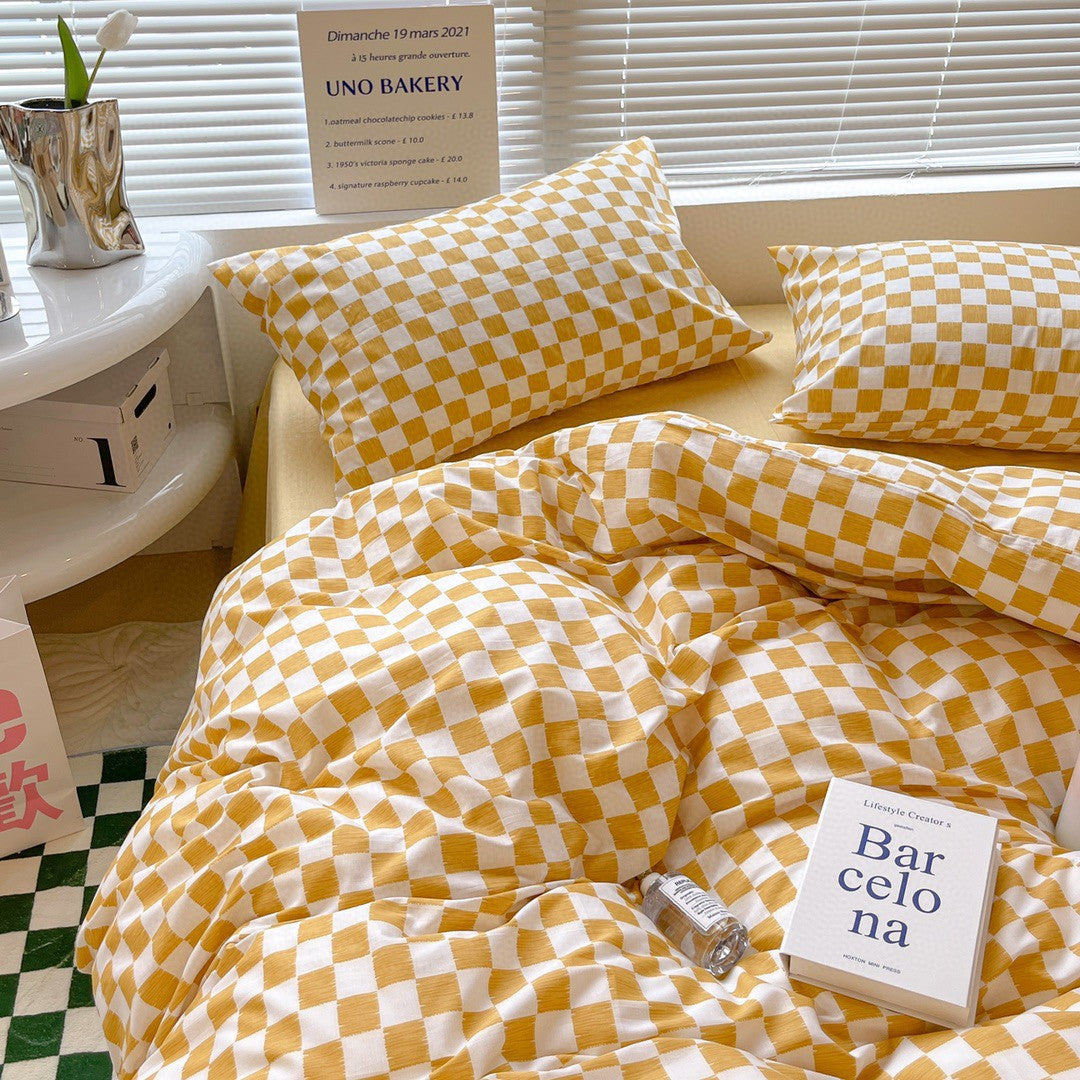 Danish Aesthetic Checkered Pattern Bedding - Starhauz.com